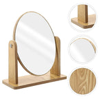 Premium Wooden Desktop Round Makeup Mirror – Elegant, Adjustable Vanity Mirror for Daily Grooming