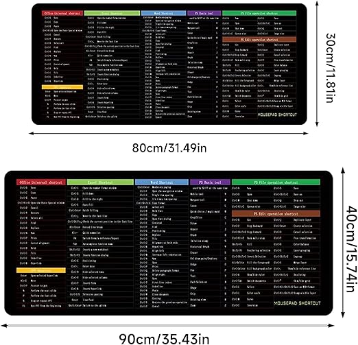 Large Desk/Keyboard Mat with Shortcut Reference Guide – Productivity-Boosting Extended Surface for Laptops and Desktop Workstations Premium Quality Single Deals™