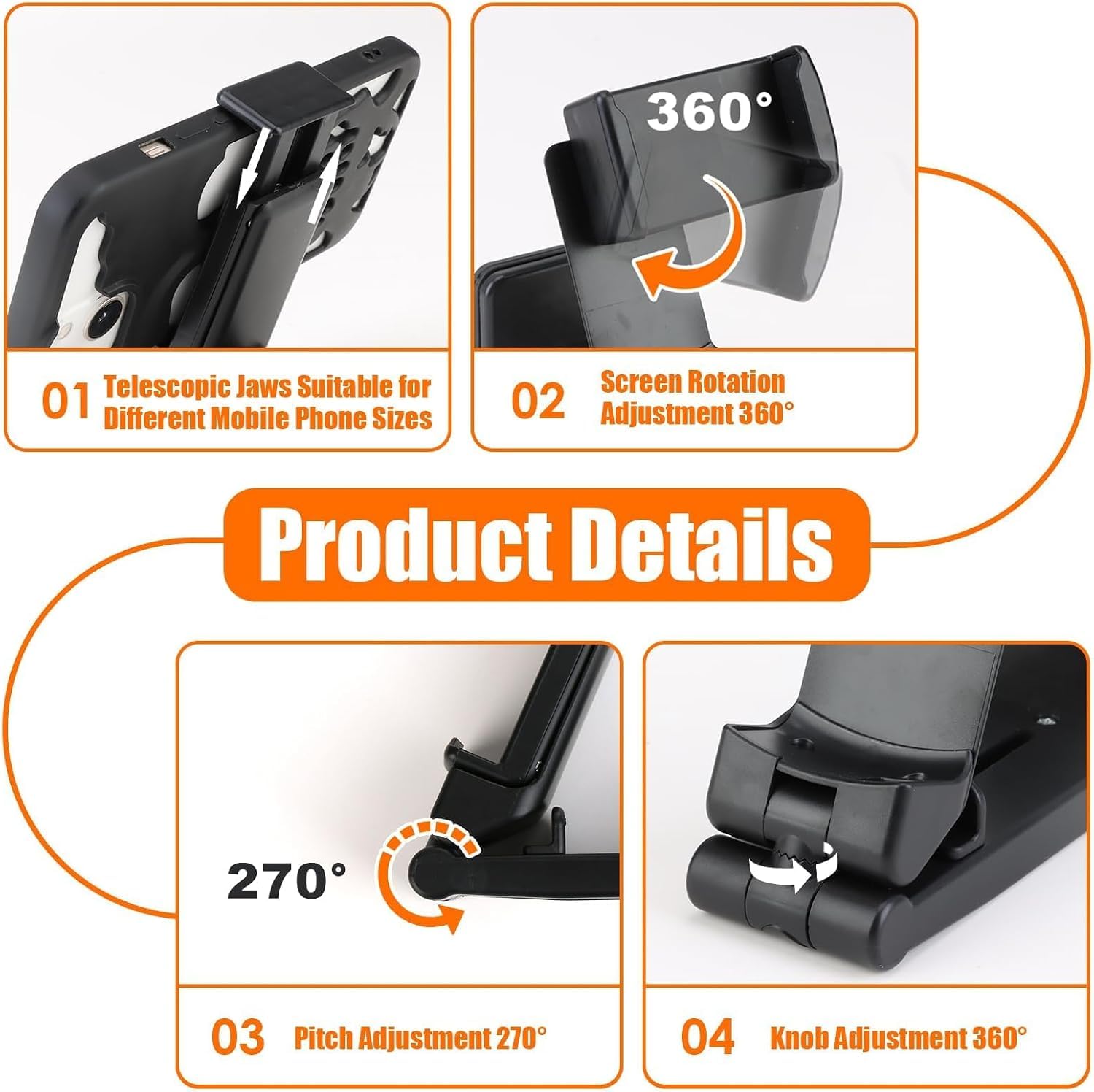 Premium 360° Rotating Travel Phone Holder – Versatile Hands-Free Mounting Solution