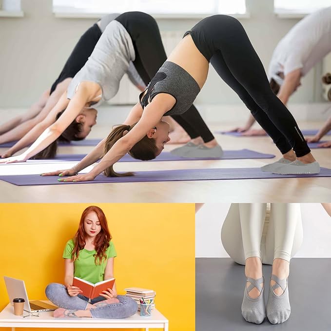 Non-Slip Yoga & Pilates Grip Socks – Supportive, Breathable Studio Footwear with Cross-Strap Design for Stability and Comfort Premium Quality Single Deals™