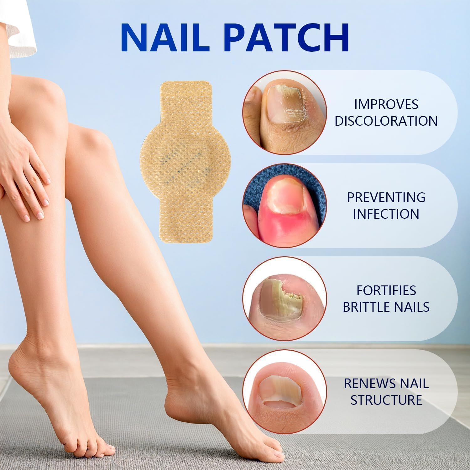 Fungal Nail Repair Patches - 21 Count Hydrogel Treatment Strips for Brittle, Discolored Nails - Overnight Hygienic Application Premium Quality Single Deals™