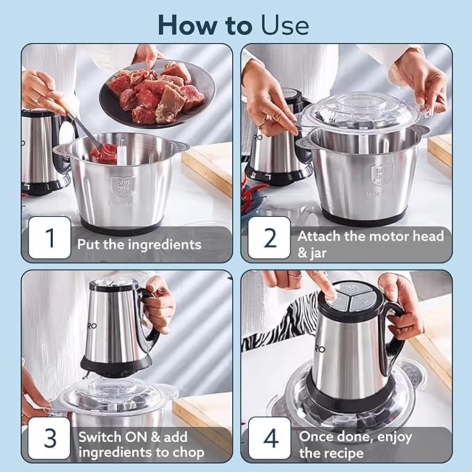 Single Deals™ 2L Food Blender Grinder & Chopper with Handle [Premium Quality]