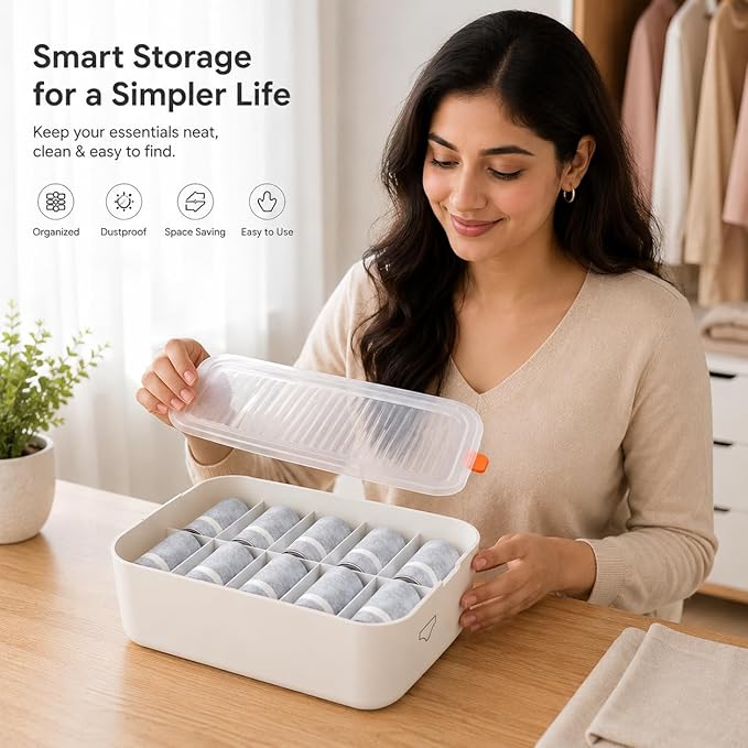 Single Deals™ 10 Compartment Underwear Storage Box - Premium Quality