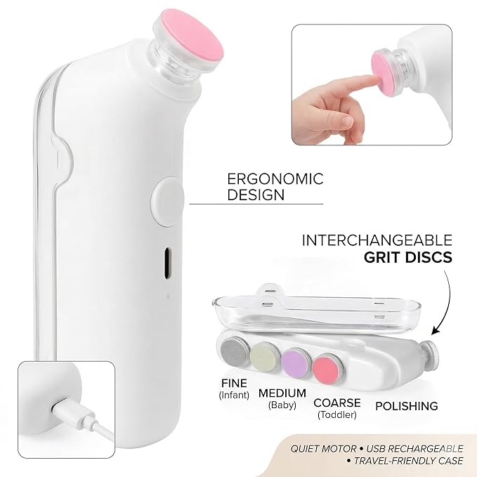 Electric Baby Nail Trimmer - Safe & Silent Infant Nail File with Gentle Grinding Heads for Newborns and Toddlers Premium Quality Single Deals™