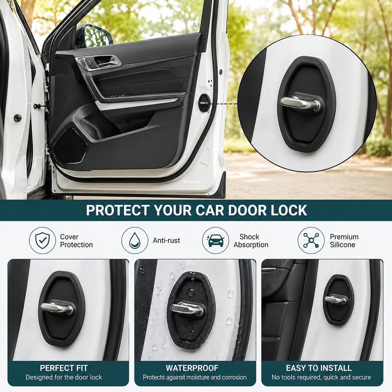 Premium Silicone Car Door Latch Protective Cover – Sophisticated Interior Enhancement