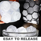 3D Rose Ice Molds 2.5 Inch, Large Ice Cube Trays, Make 4 Giant Cute Flower Shape Ice, Silicone Rubber Fun Big Ice Ball Maker for Cocktails Juice Whiskey Bourbon Freezer, Dishwasher Safe