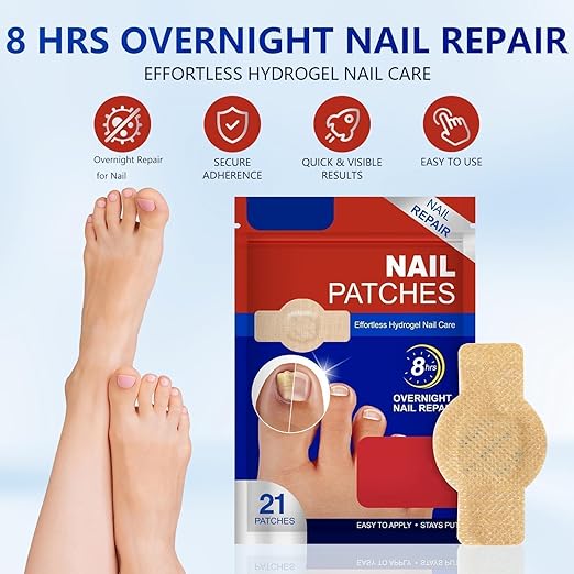 Fungal Nail Repair Patches - 21 Count Hydrogel Treatment Strips for Brittle, Discolored Nails - Overnight Hygienic Application Premium Quality Single Deals™