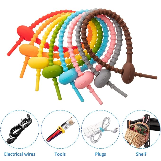 Single Deals™  Reusable Silicone Zip Ties Bag Clip [Premium Quality]  Set Of 5 Pcs