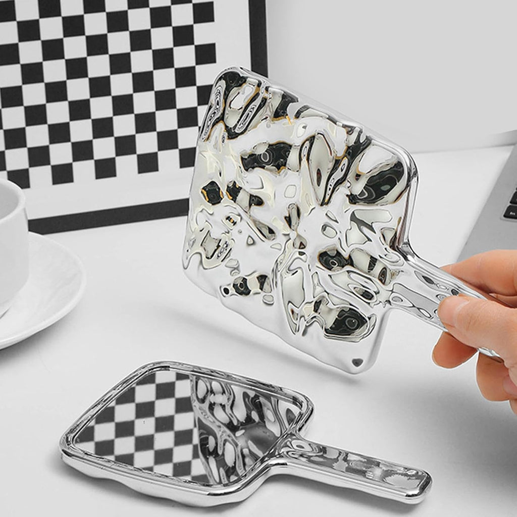 High-End Water Ripple Makeup Mirror – Sophisticated Handheld Vanity Accessory