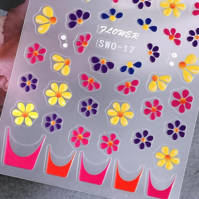 Decorative Floral Nail Art Sticker Sheets – Vibrant Adhesive Decals for Artistic Manicure Styling Premium Quality Single Deals™