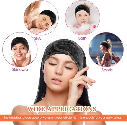 Face Wash Headband (Black) – Adjustable Soft Microfiber Spa Hairband for Skincare, Makeup Application, and Facial Routines Premium Quality Single Deals™ (Copy) (Copy)