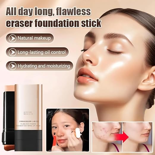 2-in-1 Flawless Eraser Foundation Makeup Stick – Precision Coverage & Blending Tool for a Polished, Radiant Complexion Premium Quality Single Deals™