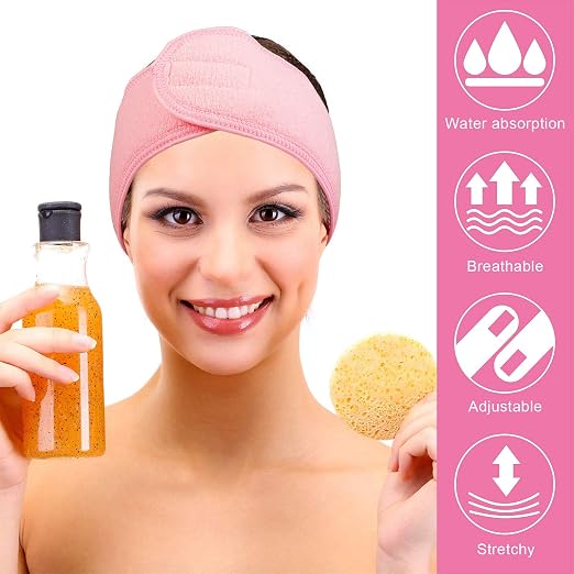 Face Wash Headband (Pink) – Adjustable Soft Microfiber Spa Hairband for Skincare, Makeup Application, and Facial Routines Premium Quality Single Deals™