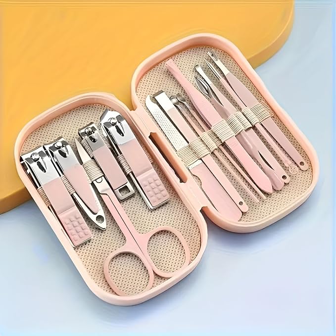 14-Piece Professional Pink Manicure Set - Complete Stainless Steel Grooming Kit in Elegant Travel Case for Comprehensive Nail and Beauty Care Premium Quality Single Deals™