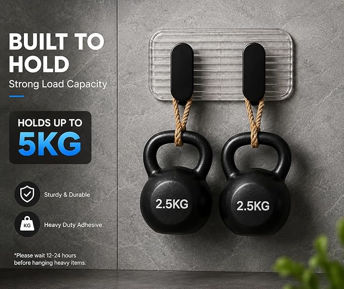 Single Deals™ 2 in 1 Self Adhesive Kitchen Wall Hooks (black colour) Premium Quality