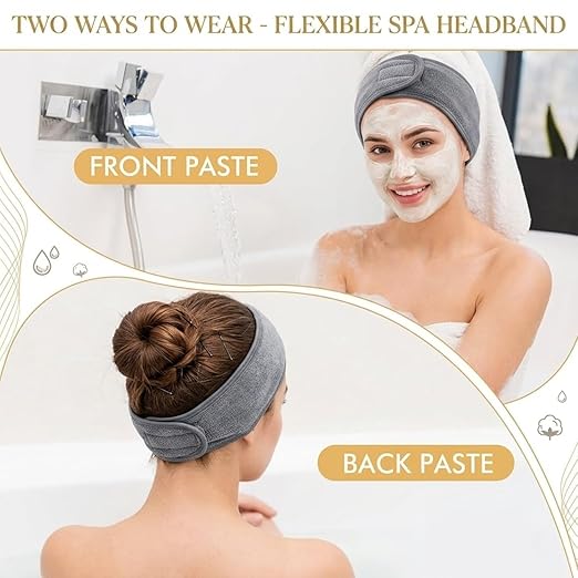 ace Wash Headband (Grey) – Adjustable Soft Microfiber Spa Hairband for Skincare, Makeup Application, and Facial Routines Premium Quality Single Deals™