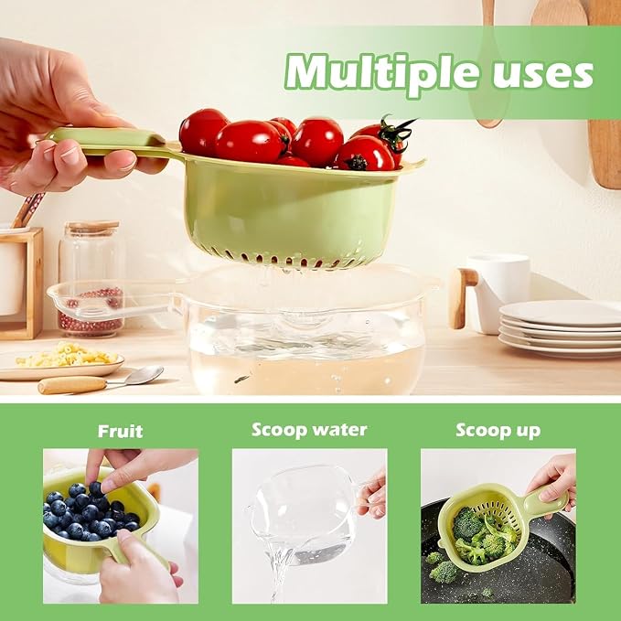 Dual Layer Draining Basket – Multifunctional Vegetable and Fruit Washing Bowl with Strainer for Kitchen Prep and Storage Premium Quality Single Deals™