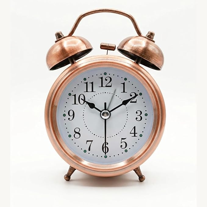Copper Alarm Clock – Classic Twin-Bell Analog Timepiece for Bedroom, Desk, and Home Decor Premium Quality Single Deals™