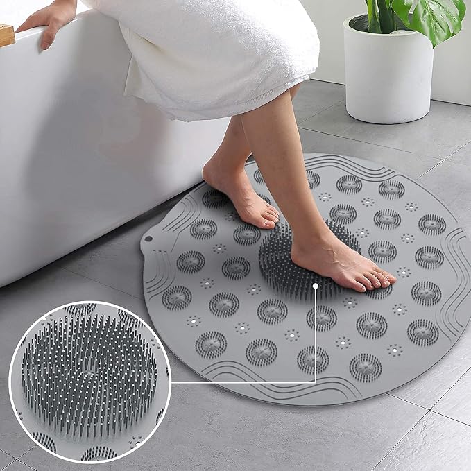 Round Non-Slip Shower & Massage Mat – Safety-Focused Bath Accessory with Built-in Foot Massager Premium Quality Single Deals™