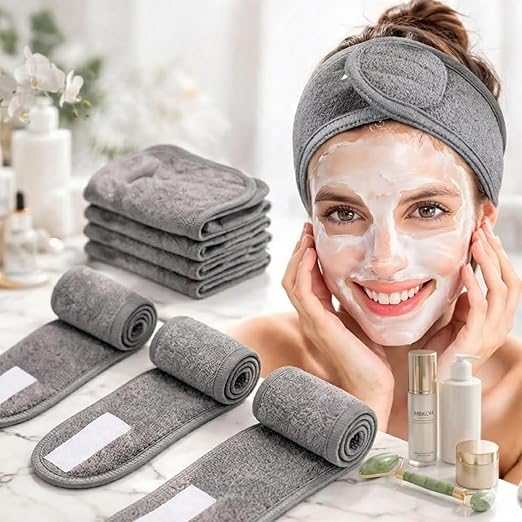 ace Wash Headband (Grey) – Adjustable Soft Microfiber Spa Hairband for Skincare, Makeup Application, and Facial Routines Premium Quality Single Deals™