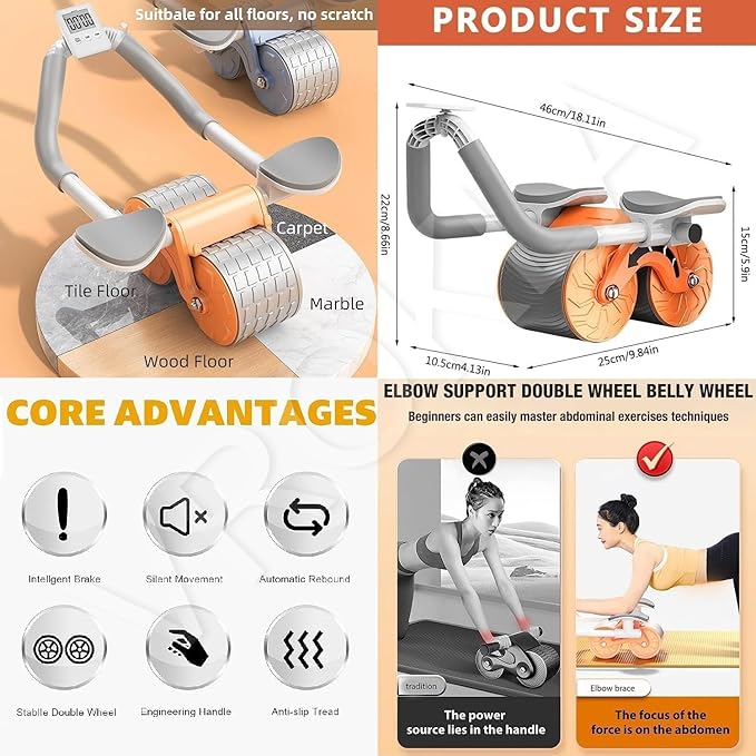 Advanced Abdominal Wheel Trainer – Multi-Functional Core Exerciser with Digital Performance Monitor Premium Quality Single Deals™