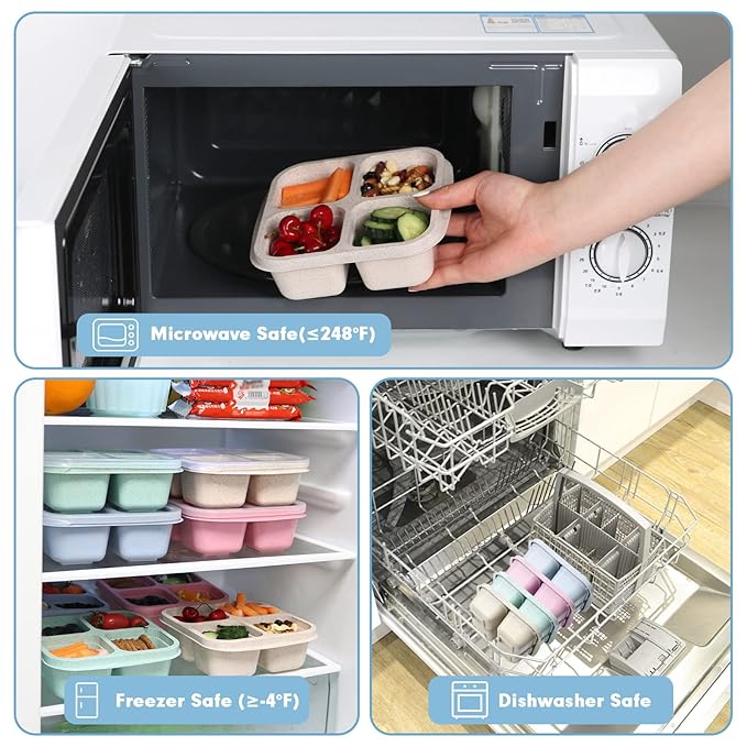 4-Compartment Snack Box (Pack of 4) – Portable Airtight Food Containers for Meal Prep, Snacks, and Kitchen Organization Premium Quality Single Deals™