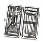19-Piece Professional Silver Manicure Set - Complete Stainless Steel Grooming Kit in Premium Hard-Shell Case for Comprehensive Nail and Personal Care Premium Quality Single Deals™