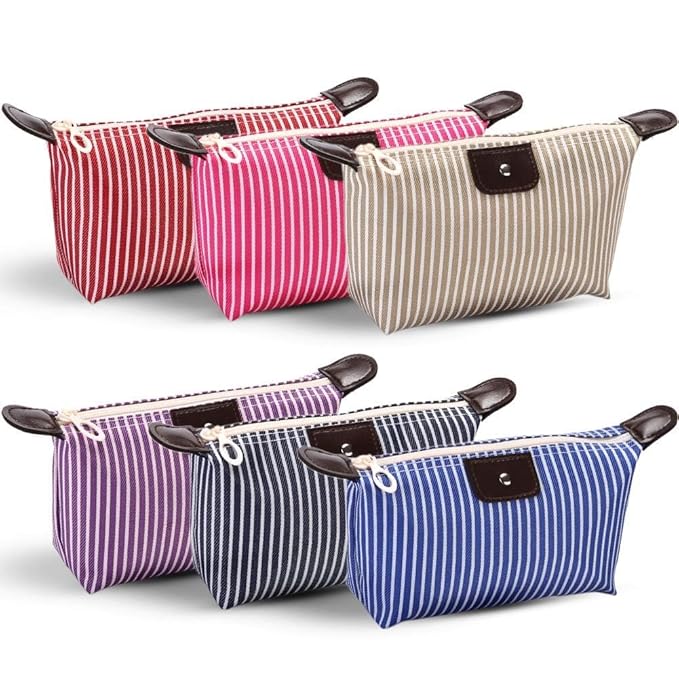 Single Deals™ Striped Cosmetic Bags - Premium Quality
