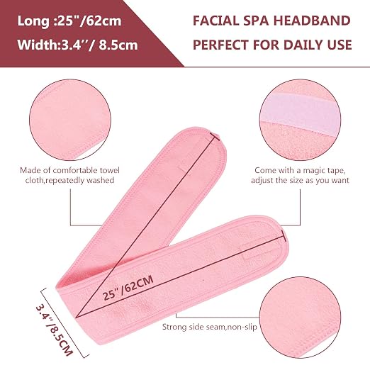 Face Wash Headband (Pink) – Adjustable Soft Microfiber Spa Hairband for Skincare, Makeup Application, and Facial Routines Premium Quality Single Deals™