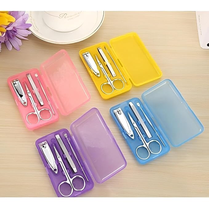 4-Piece Professional Manicure Set - Portable Stainless Steel Grooming Kit with Compact Travel Case for Nail, Cuticle, and Personal Care Premium Quality Single Deals™