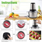 Single Deals™ 2L Food Blender  [Premium Quality] Electric Stainless Steel Food Processor & Meat Mincer | 2L High-Speed Chopper for Vegetables, Fruits, and Meat | Kitchen Multi-Tasking Machine Silver ( PACK OF 1 )