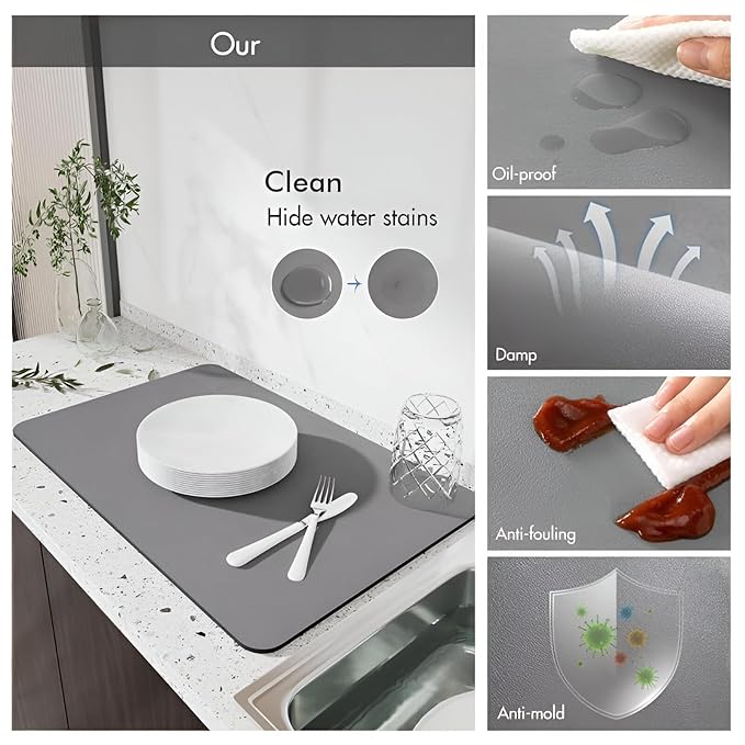 Versatile Kitchen Drying Mat (30x40cm) – Absorbent, Non-Slip Surface for Dish Drying and Countertop Protection Premium Quality Single Deals™