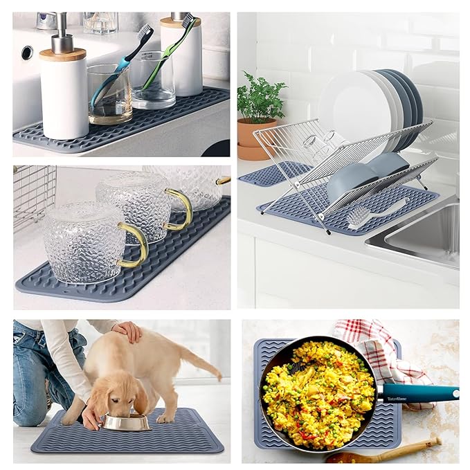 Premium Silicone Dish Drying Mat (40x30 inch) – Large, Heat-Resistant, Anti-Slip Countertop Protector for Efficient Kitchen Organization Premium Quality Single Deals™