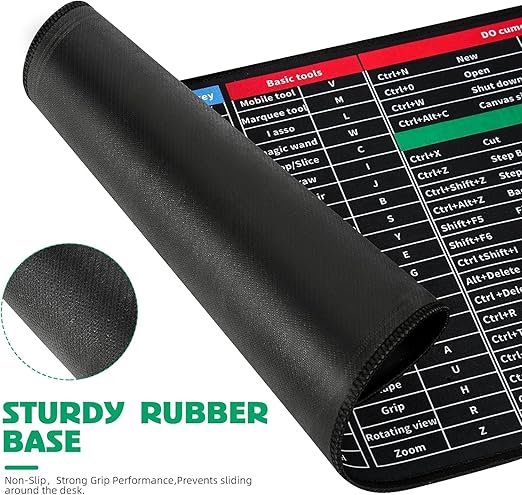 Large Desk/Keyboard Mat with Shortcut Reference Guide – Productivity-Boosting Extended Surface for Laptops and Desktop Workstations Premium Quality Single Deals™