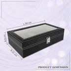 Premium 6-Slot Watch & 3-Slot Eyewear Display Case – Elegant Leatherette Organizer with Clear Glass Top Premium Quality Single Deals™