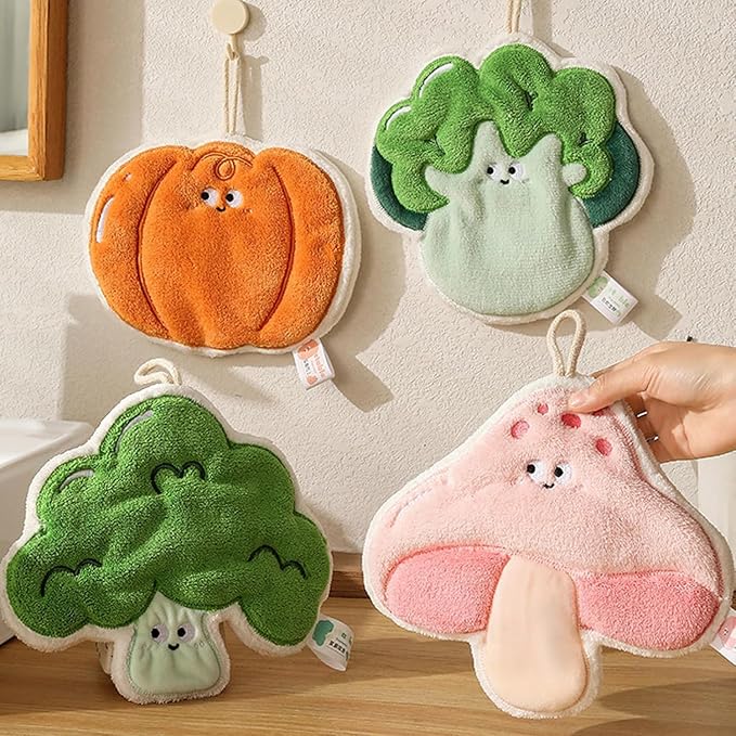 Premium Vegetable-Themed Hanging Hand Towel – Absorbent, Decorative Kitchen Accessory