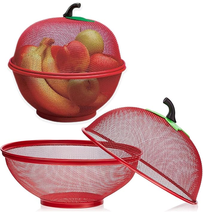Apple-Shaped Fruit Basket – Decorative Metal Mesh Storage Container for Kitchen Countertop and Fresh Produce Display Premium Quality Single Deals™