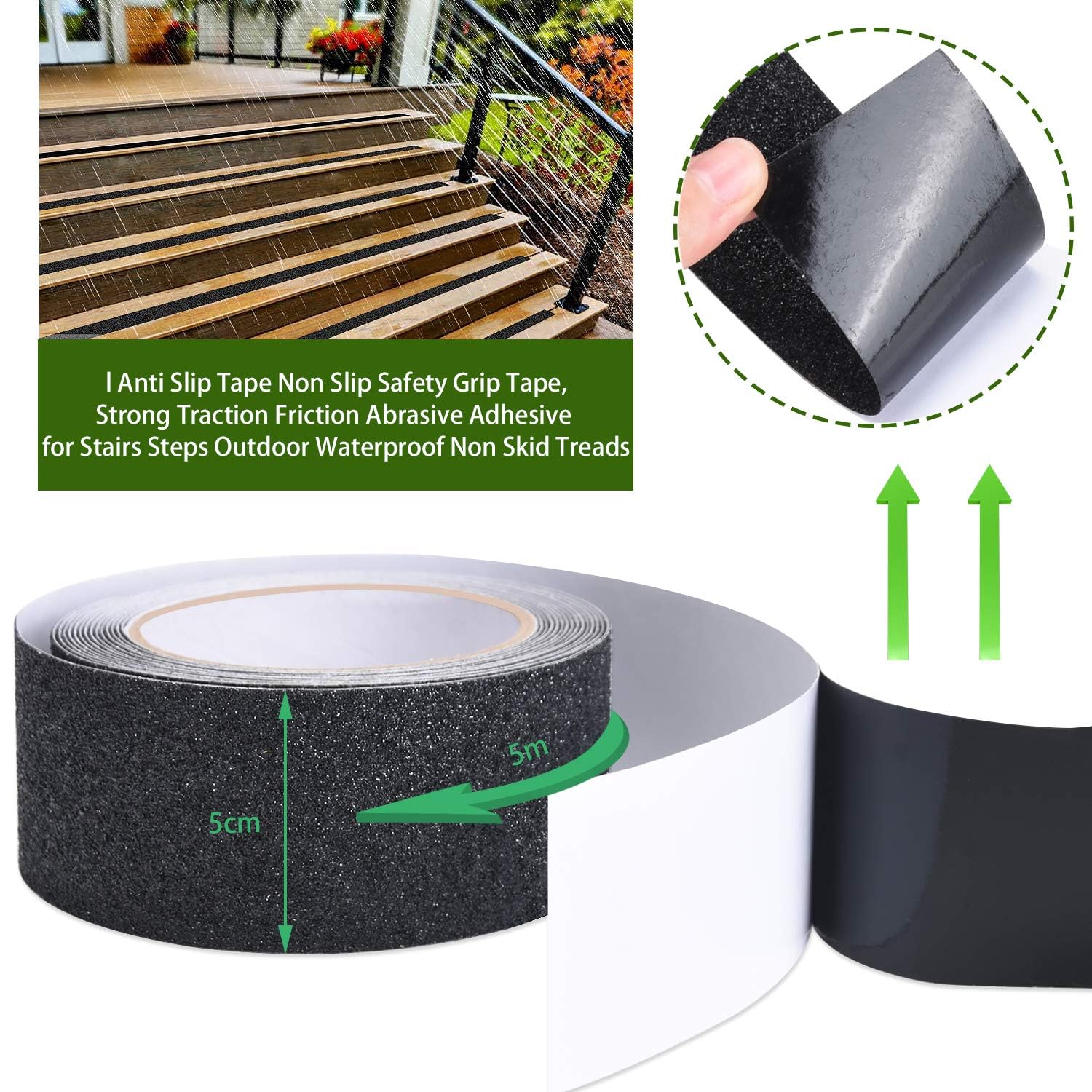 Single Deals™ Anti-slip Grip Tape Black  Dimensions: 5 cm x 5 m