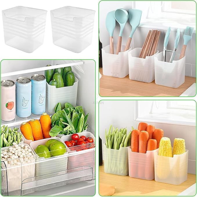 Fridge Side Door Storage Box (6 pcs) – Hanging Refrigerator Organizer Bins for Produce, Condiments, and Kitchen Organization Premium Quality Single Deals™