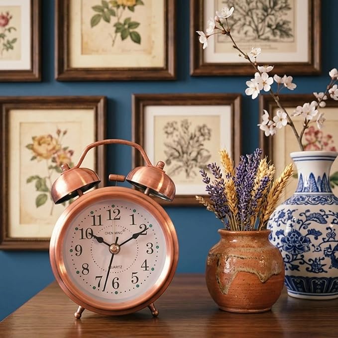 Copper Alarm Clock – Classic Twin-Bell Analog Timepiece for Bedroom, Desk, and Home Decor Premium Quality Single Deals™