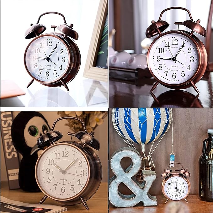 Copper Alarm Clock – Classic Twin-Bell Analog Timepiece for Bedroom, Desk, and Home Decor Premium Quality Single Deals™