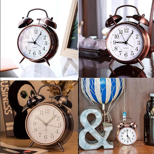 Copper Alarm Clock – Classic Twin-Bell Analog Timepiece for Bedroom, Desk, and Home Decor Premium Quality Single Deals™