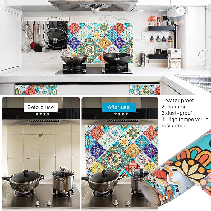 Decorative Self-Adhesive Waterproof Kitchen Wall Sticker – Premium Mosaic Tile Pattern, 60x200cm
