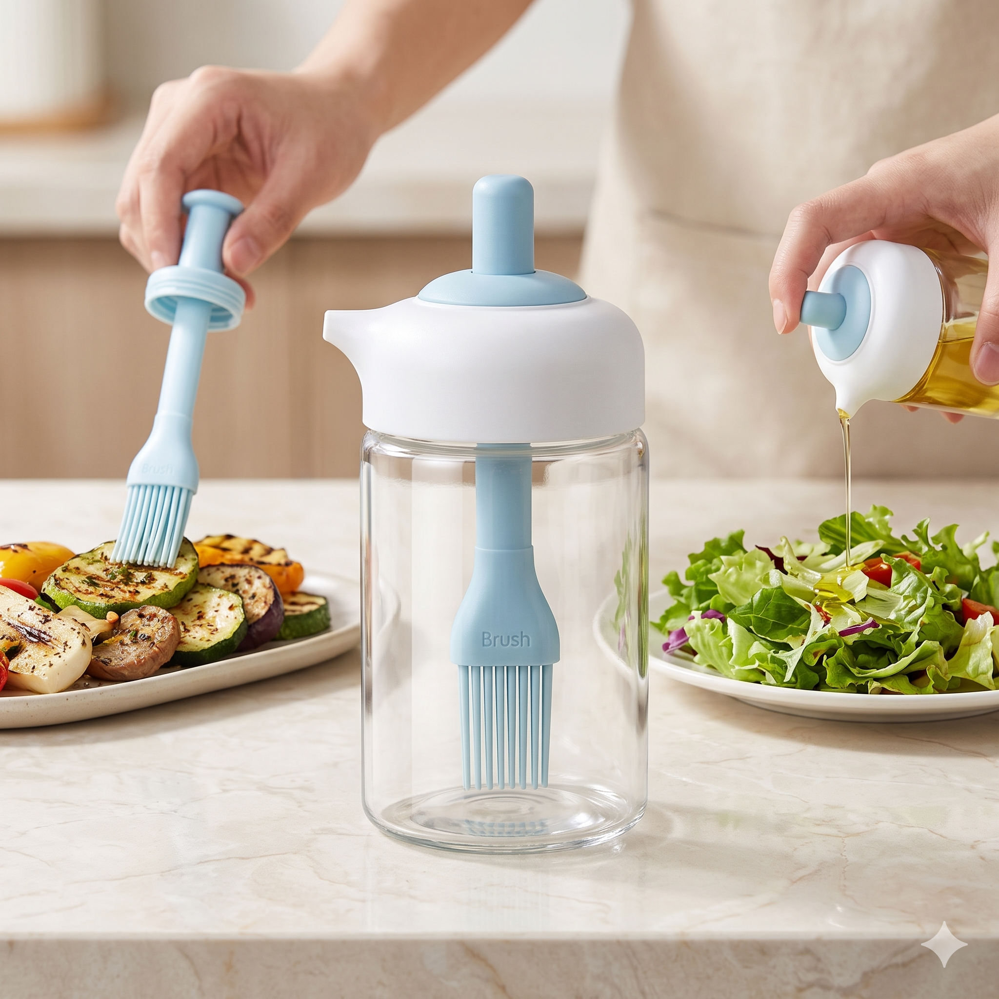 Single Deals 250ml 2-in-1 Culinary Basting & Precision Oil Dispenser With Brush [Premium Quality]