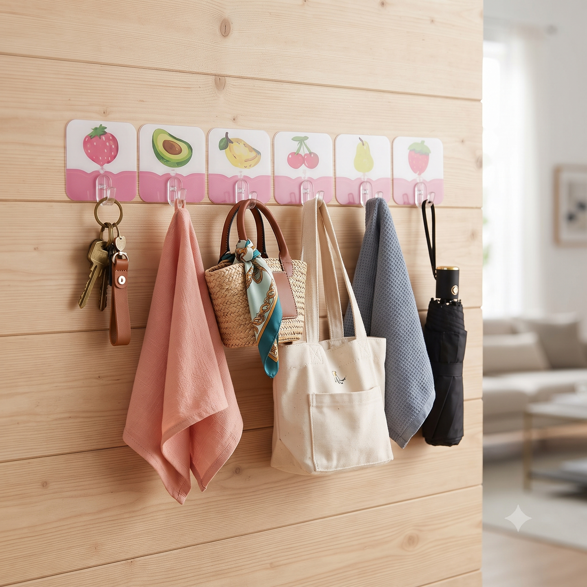 Single Deals™ 6 Pcs Fruit Cartoon Sticker Hook Premium Quality