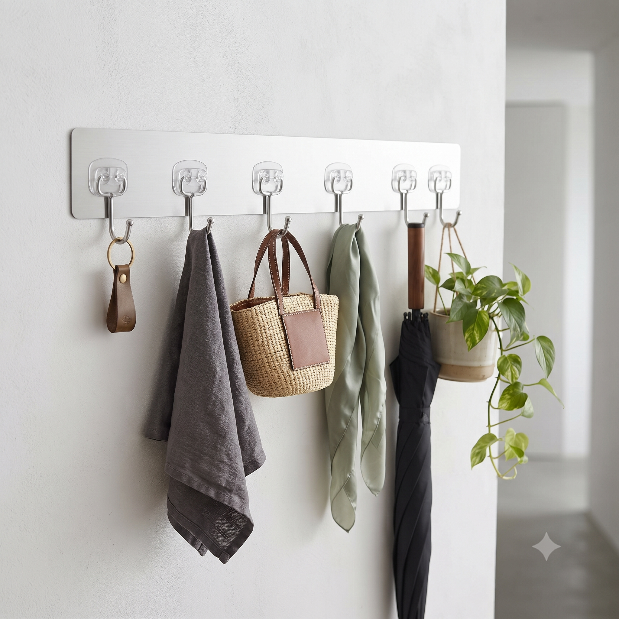 Single Deals™ 6 IN 1 Silver Large Hook Sticker Premium Quality