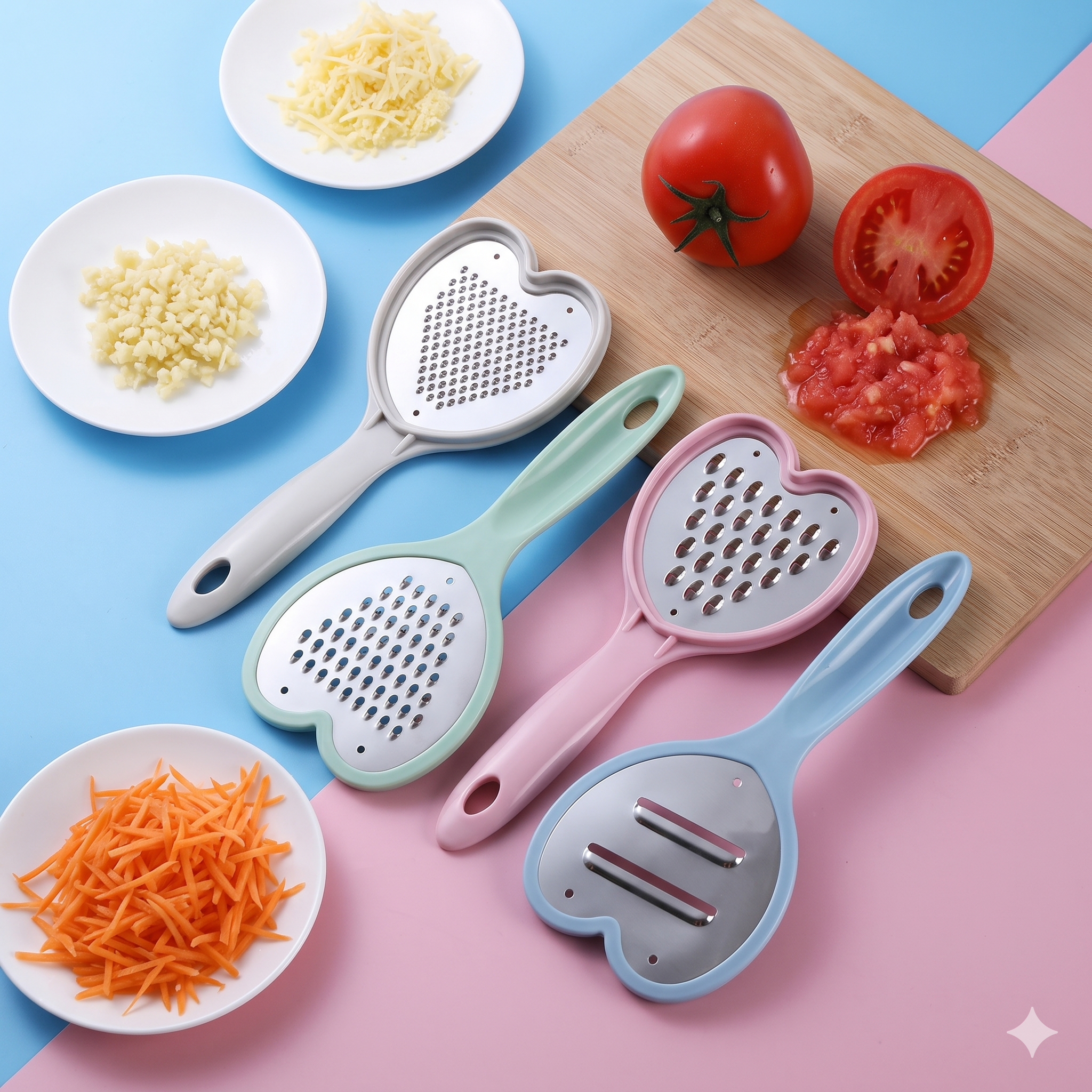 SINGLE DEALS™ Stainless Steel Heart Shape Cheese Grater (4 PCS) Premium Quality