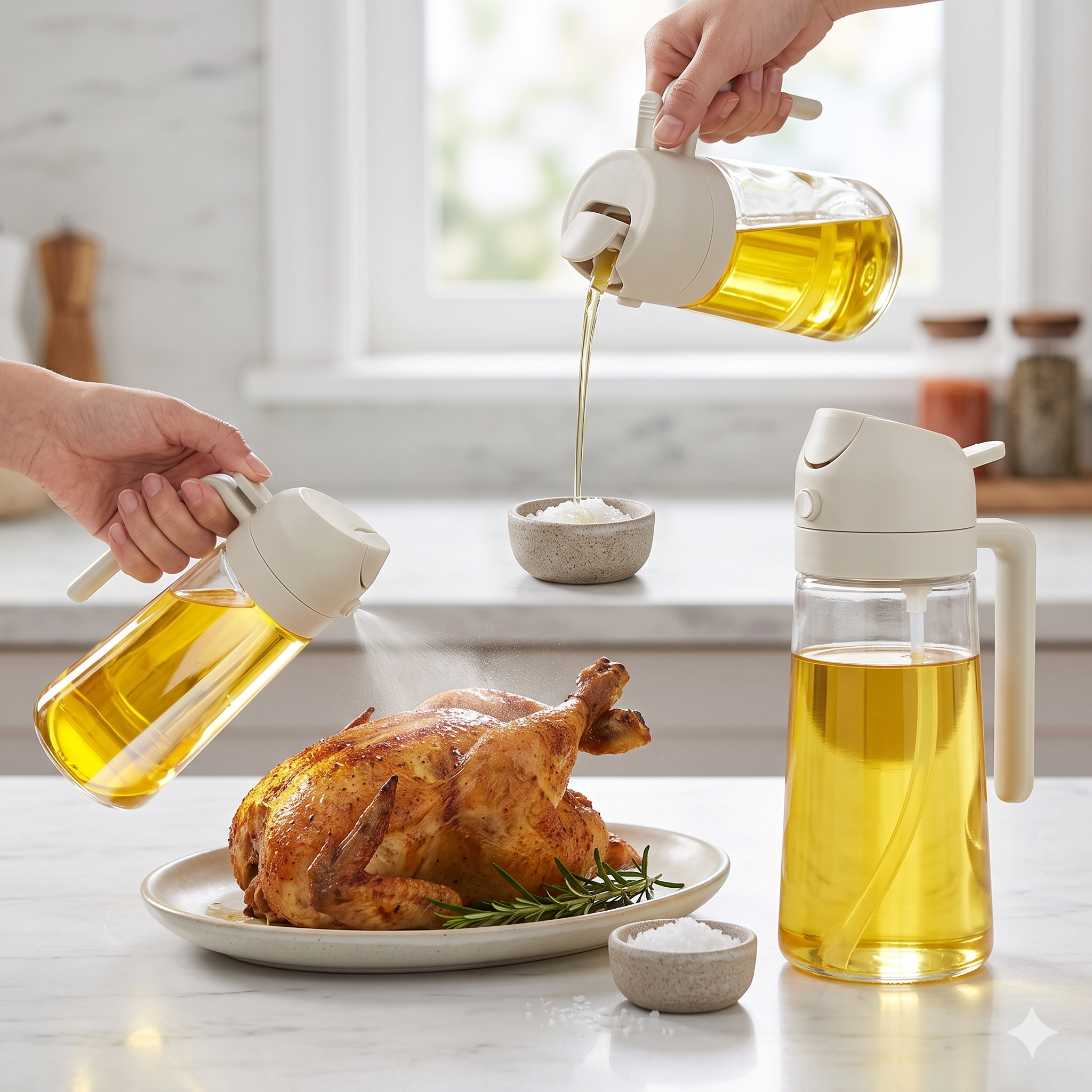 Single Deals™ 2-in-1 Premium Glass Culinary Oil Dispenser & Mist Sprayer™ [Premium Quality]