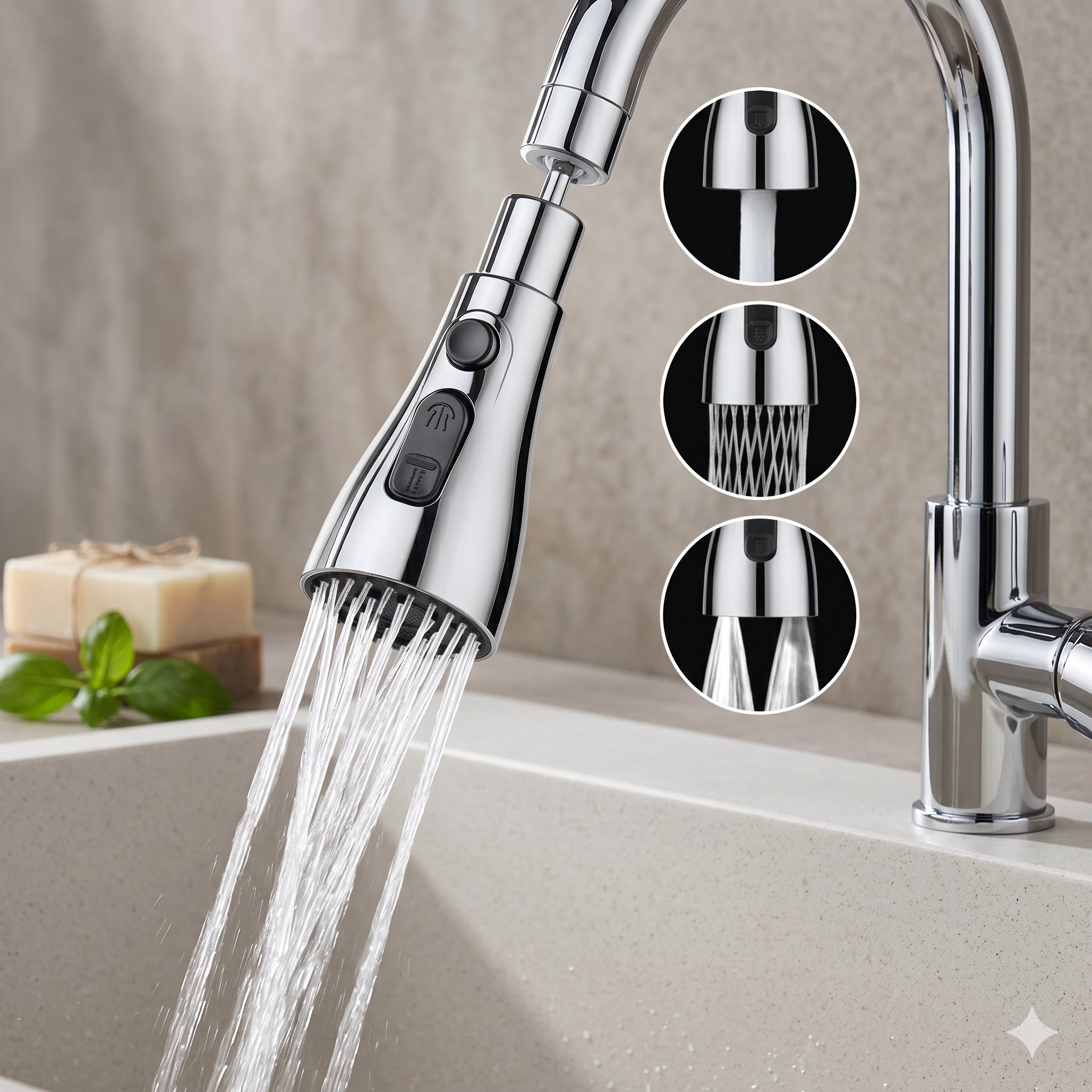 Single Deals Aqua-Master Pro 360-degree Movable Faucet Sprayer Premium Quality Triple Way