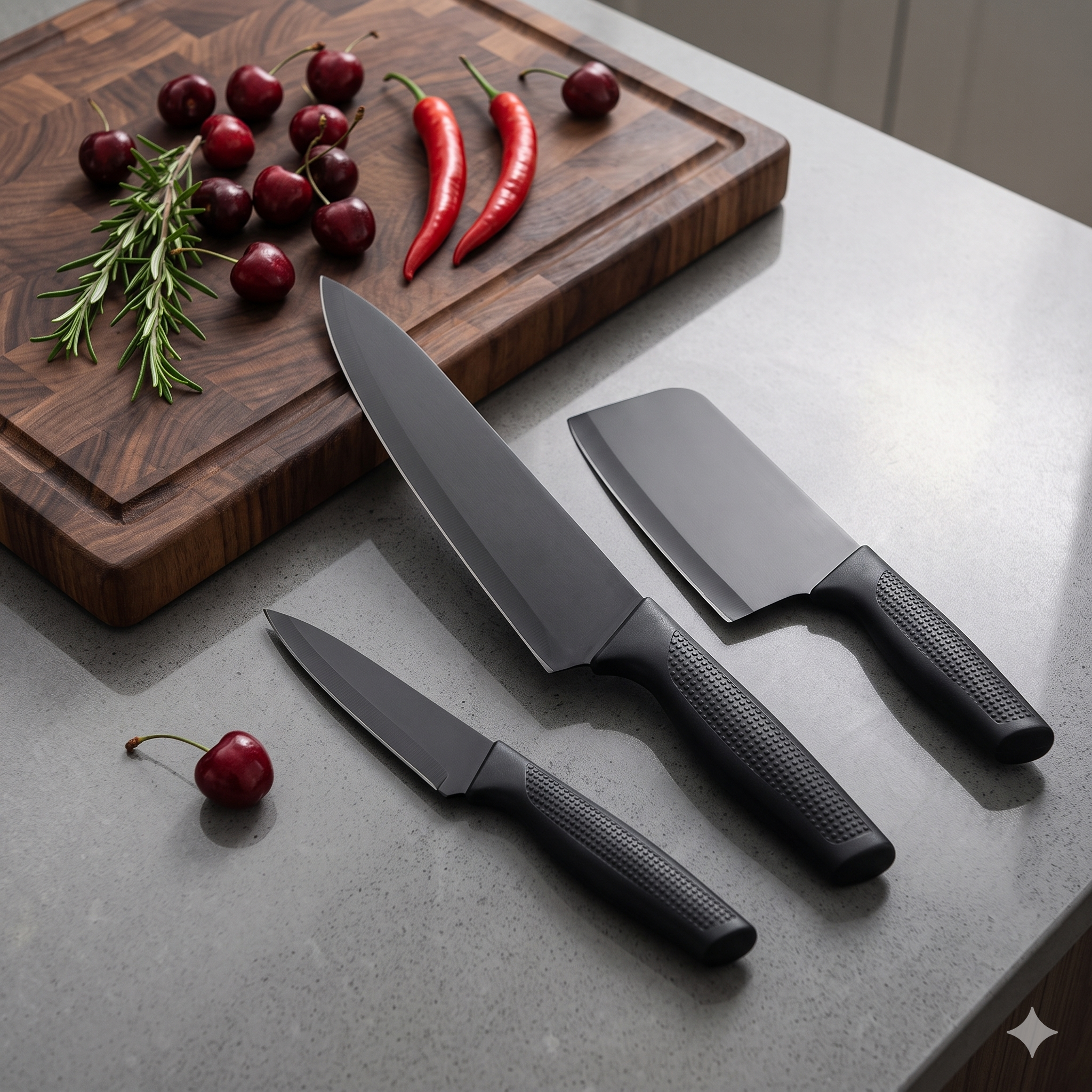 ™ Single Deals Noir Onyx 3-Piece Precision Stainless Steel Knife Culinary Set – Premium Quality